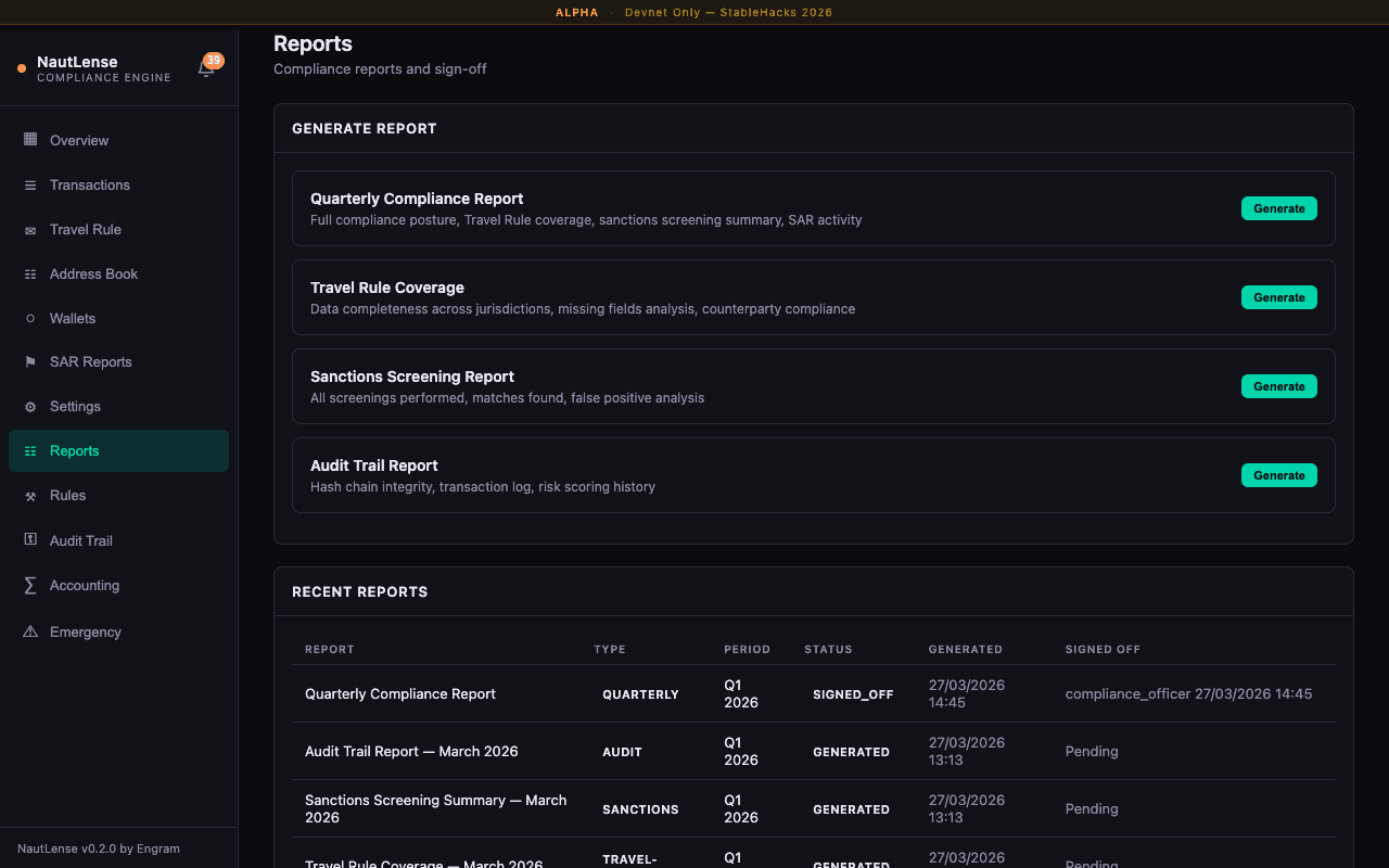 NautLense Compliance Reporting